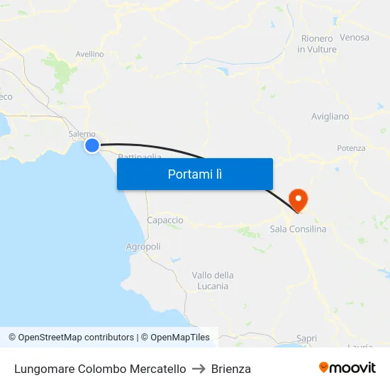 Lungomare Colombo Mercatello to Brienza map