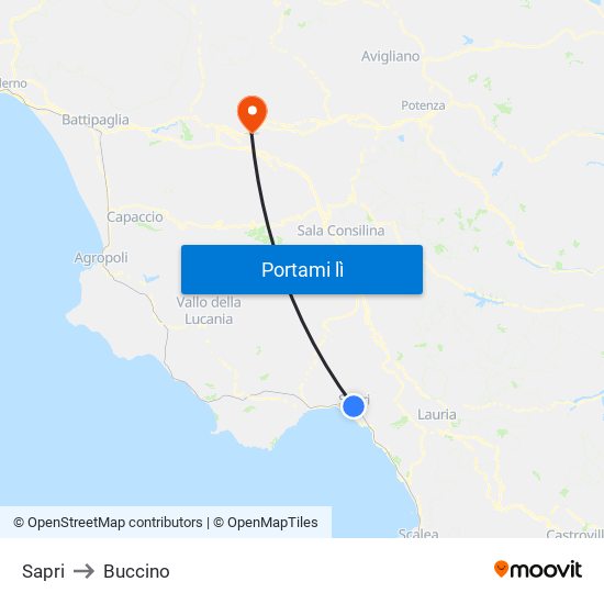 Sapri to Buccino map