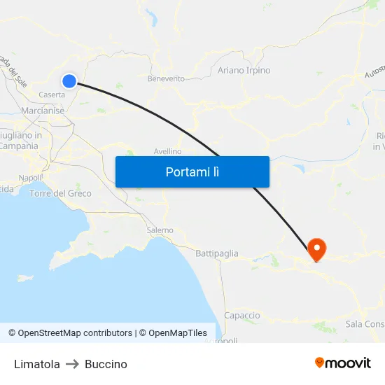 Limatola to Buccino map