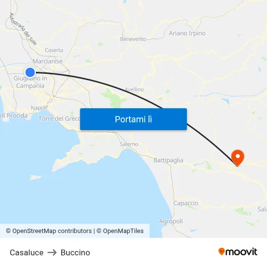 Casaluce to Buccino map