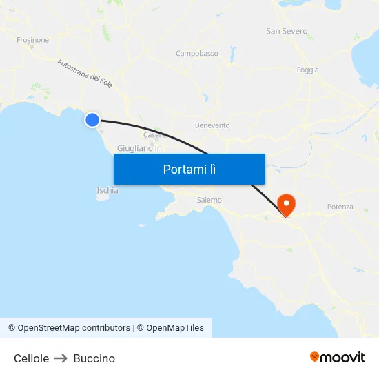 Cellole to Buccino map