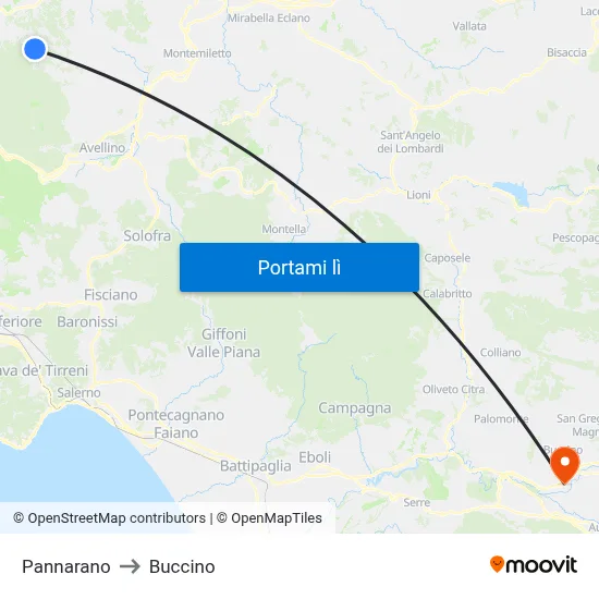 Pannarano to Buccino map