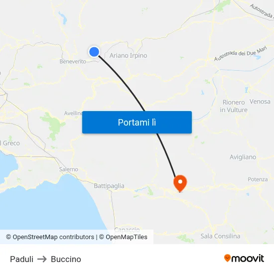 Paduli to Buccino map