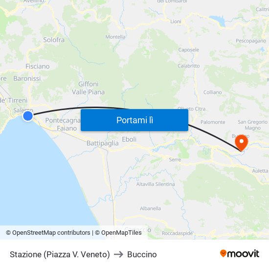 Stazione (Piazza V. Veneto) to Buccino map