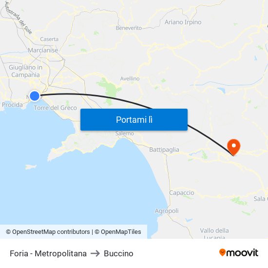 Foria - Metropolitana to Buccino map