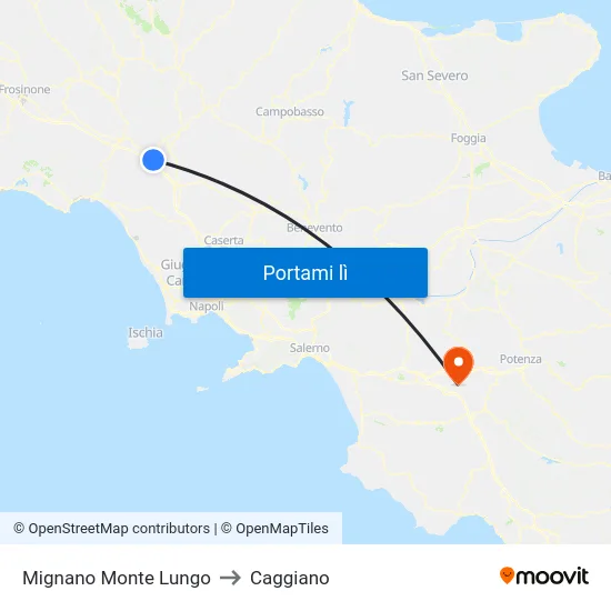 Mignano Monte Lungo to Caggiano map