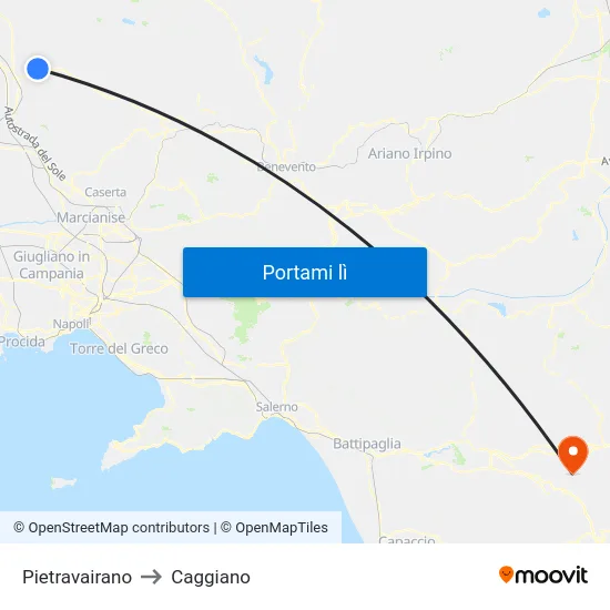 Pietravairano to Caggiano map