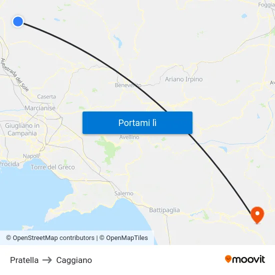 Pratella to Caggiano map