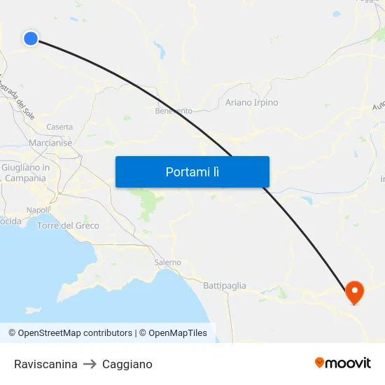 Raviscanina to Caggiano map