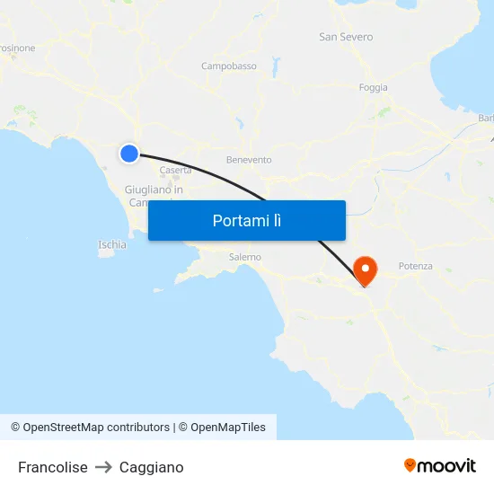 Francolise to Caggiano map