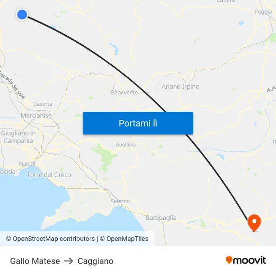 Gallo Matese to Caggiano map