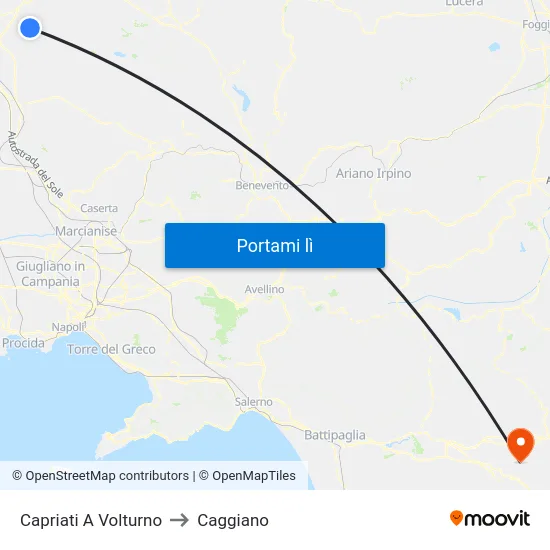 Capriati A Volturno to Caggiano map