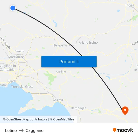 Letino to Caggiano map