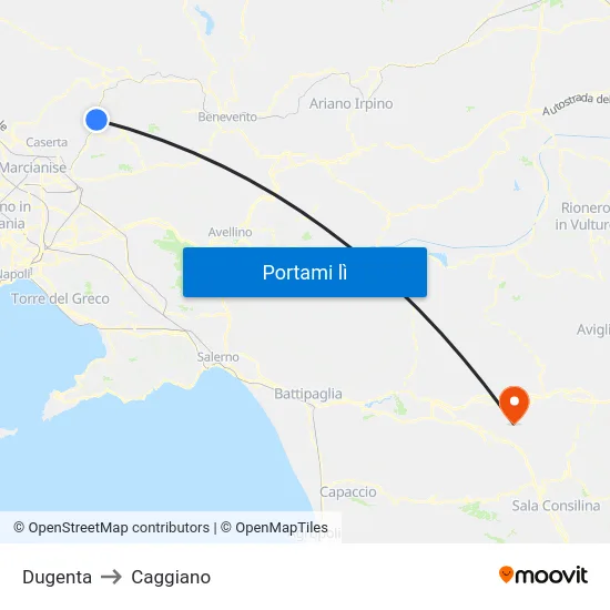 Dugenta to Caggiano map