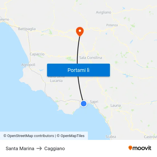 Santa Marina to Caggiano map