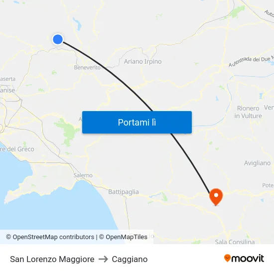 San Lorenzo Maggiore to Caggiano map