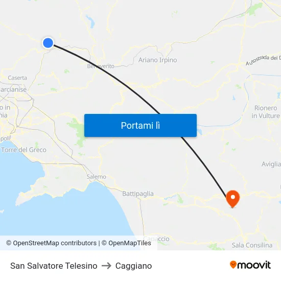 San Salvatore Telesino to Caggiano map
