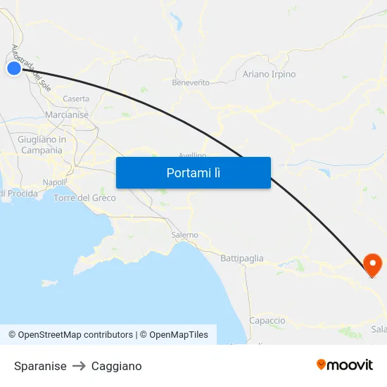 Sparanise to Caggiano map