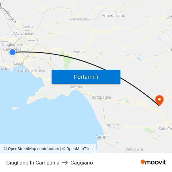 Giugliano In Campania to Caggiano map