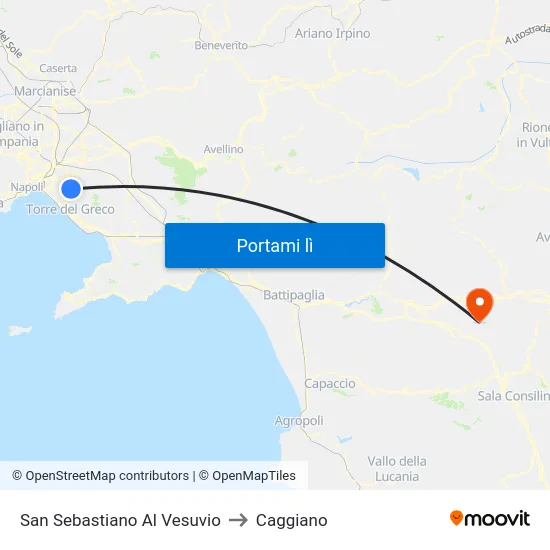 San Sebastiano Al Vesuvio to Caggiano map