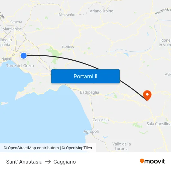 Sant' Anastasia to Caggiano map