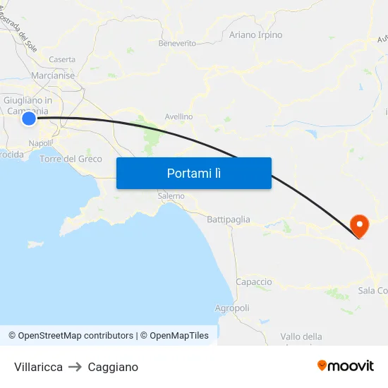 Villaricca to Caggiano map