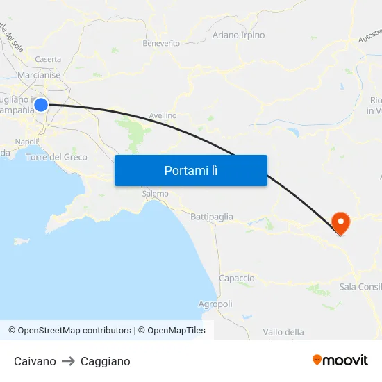 Caivano to Caggiano map