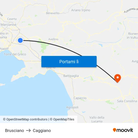 Brusciano to Caggiano map