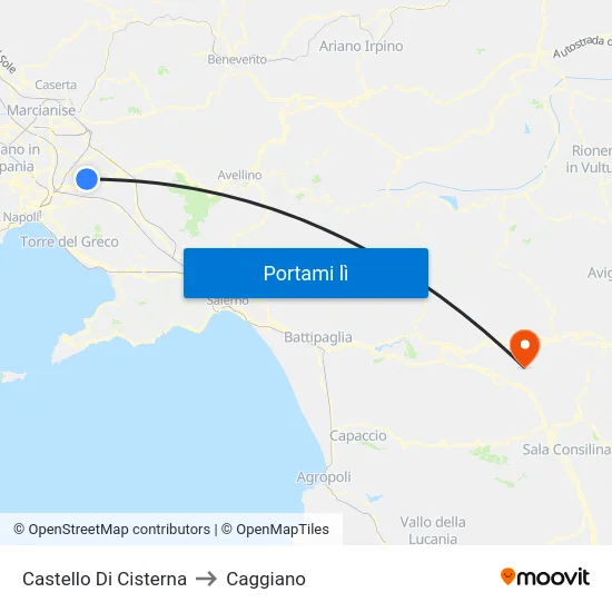 Castello Di Cisterna to Caggiano map