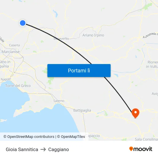 Gioia Sannitica to Caggiano map