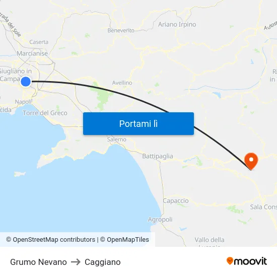 Grumo Nevano to Caggiano map