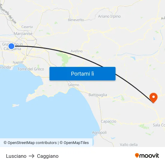 Lusciano to Caggiano map