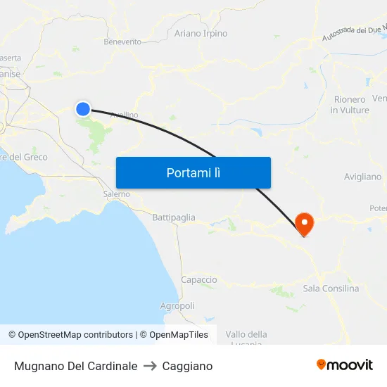 Mugnano Del Cardinale to Caggiano map