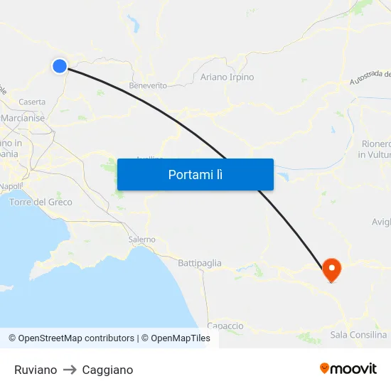 Ruviano to Caggiano map