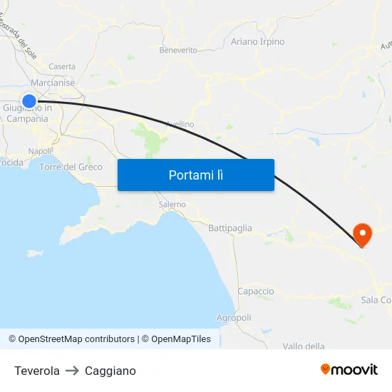 Teverola to Caggiano map