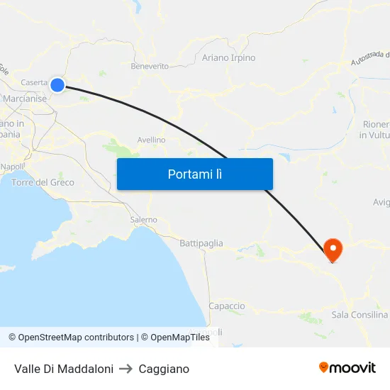 Valle Di Maddaloni to Caggiano map