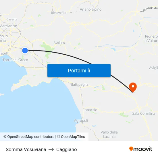 Somma Vesuviana to Caggiano map