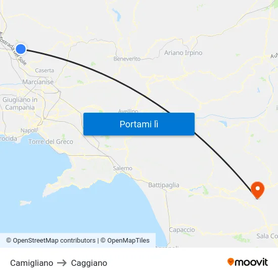 Camigliano to Caggiano map