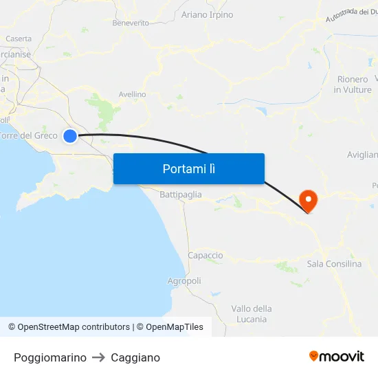 Poggiomarino to Caggiano map