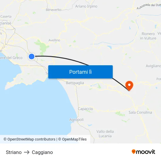 Striano to Caggiano map