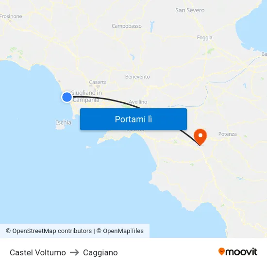 Castel Volturno to Caggiano map