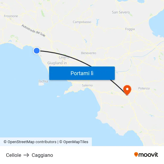 Cellole to Caggiano map