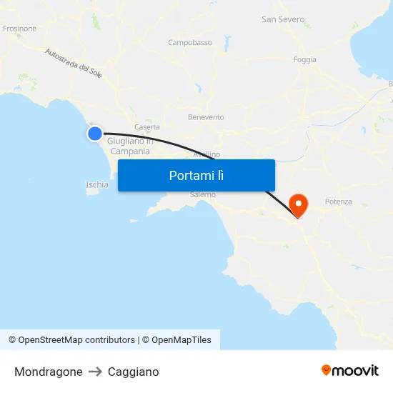Mondragone to Caggiano map