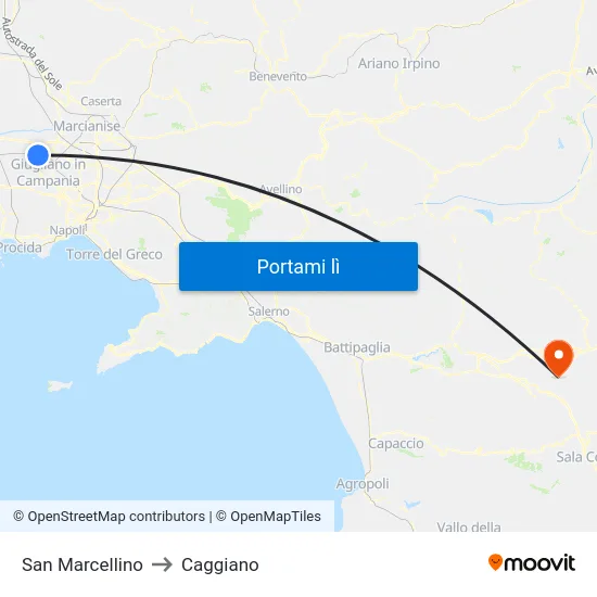 San Marcellino to Caggiano map