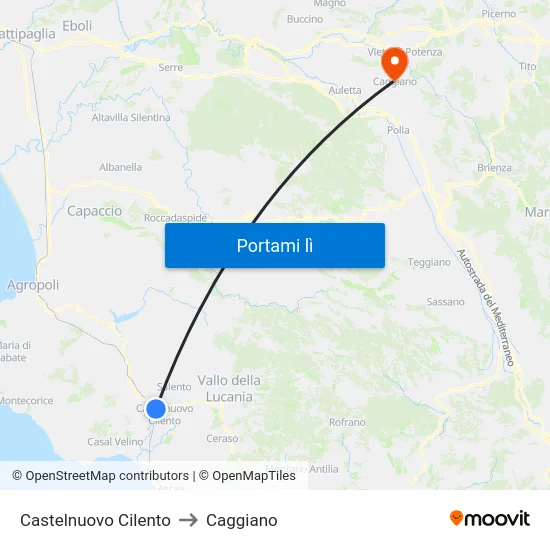 Castelnuovo Cilento to Caggiano map