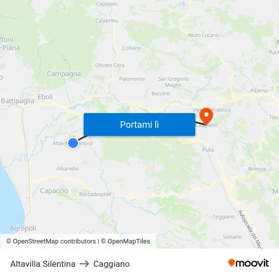 Altavilla Silentina to Caggiano map