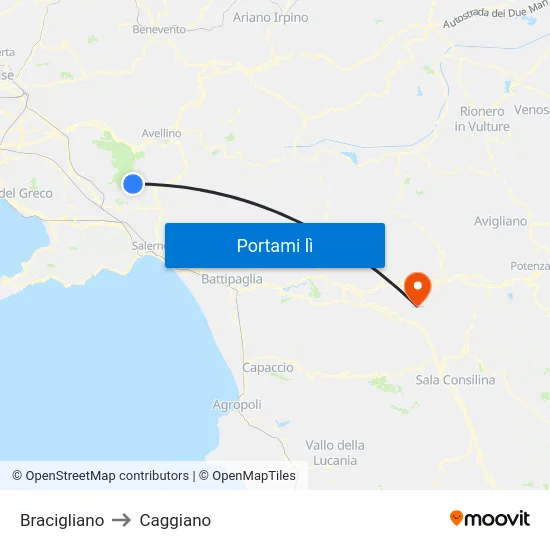 Bracigliano to Caggiano map