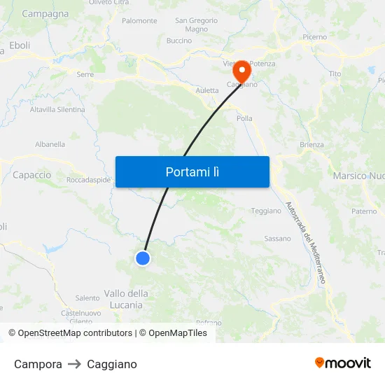 Campora to Caggiano map