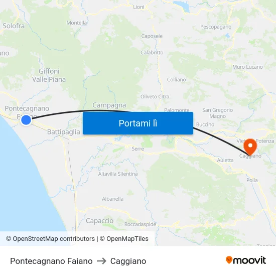 Pontecagnano Faiano to Caggiano map