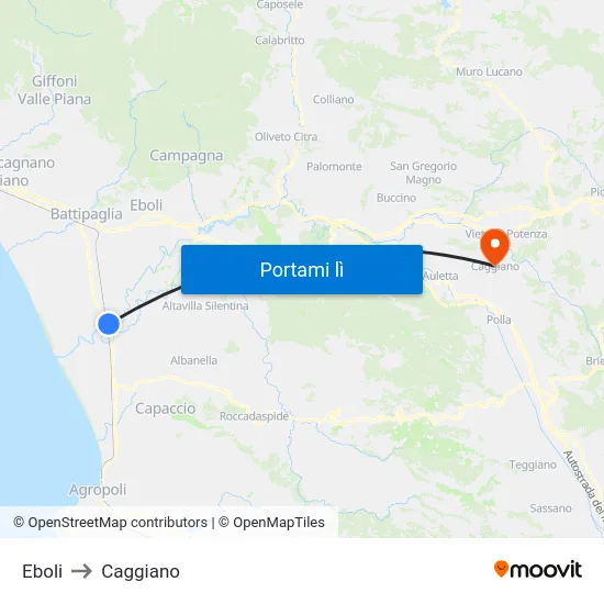 Eboli to Caggiano map
